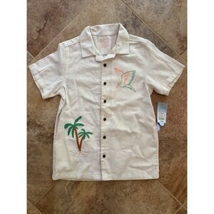 Cat & Jack Boys' Tropical Short Sleeve Button-Up Shirt Size Large NWT